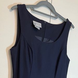 Vintage Laura Ashley Fully Lined Fit and Flare Wool Navy Blue  Dress